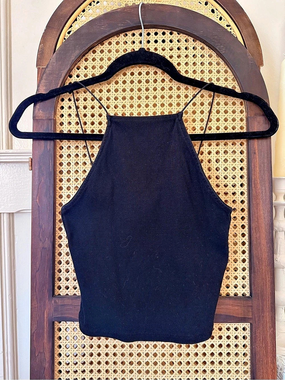 Zara Ribbed Halter Tank Top Black Size Medium